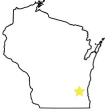 Map of Wisconsin with Sussex area starred