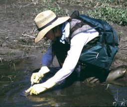 Photo of Barb Eikenberry doing water testing!